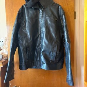 Guess Men's Black Faux Leather Jacket